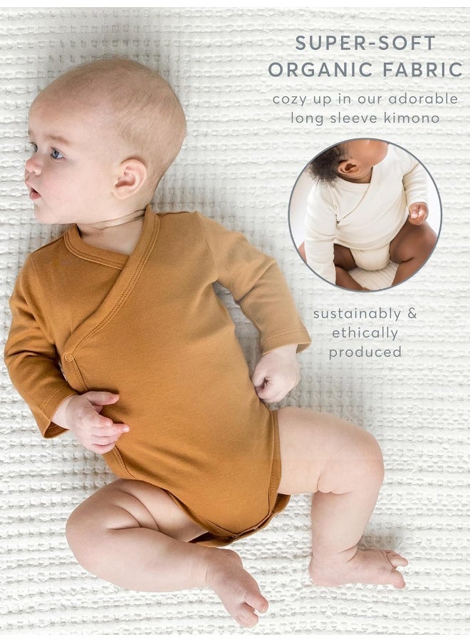 Colored Organics Colored Organics Baby Organic Cotton Kimono Bodysuit - Long Sleeve Infant Side Snap One Piece  - Image 3