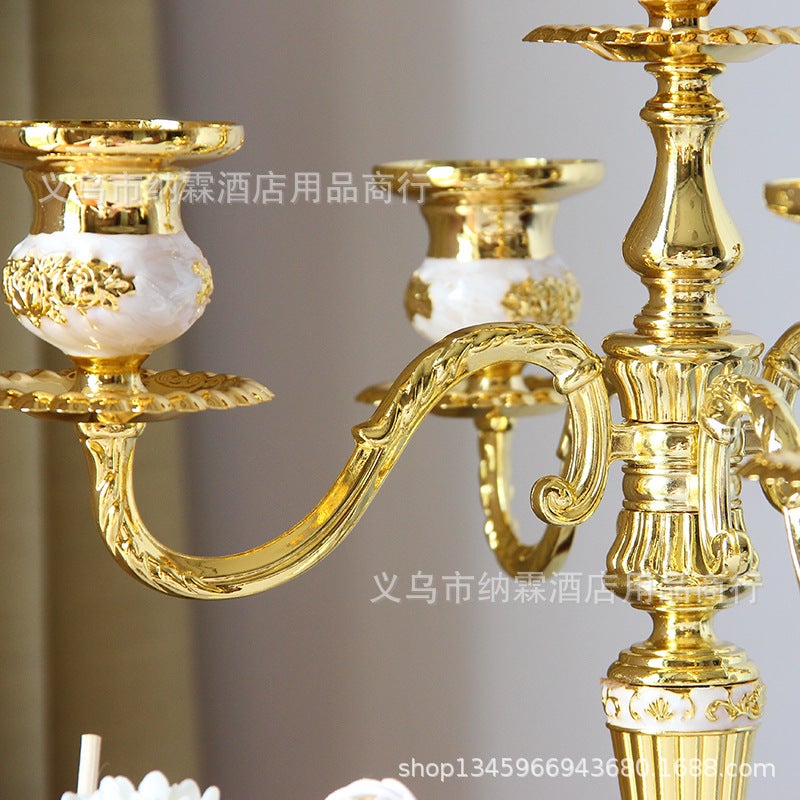 Three-Head Candlestick Luxury Gold-Plated Silver-Plated Metal Alloy High-End European-Style Alloy Home El Ktv Classic - Image 5