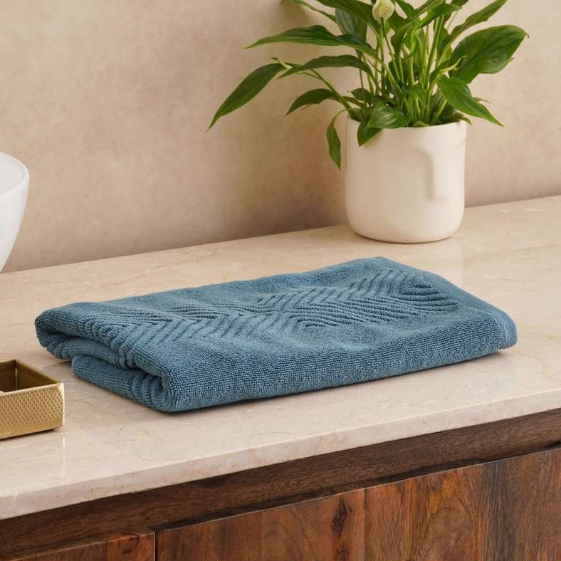 Pan Home منشفة يد منقوشة ذات ملمس - أزرق - Image 1