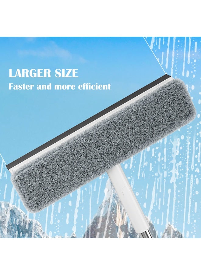 2 in 1 Window Cleaning Tool, Telescopic Brush With Long Handle Squeegees Cleaner Kit, 2 Microfiber Cloths for Indoor/Outdoor High Glass, Door, Floor (White)  - Image 3