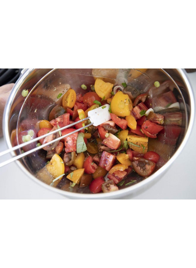 Rosle ملعقة مرنة من الفولاذ المقاوم للصدأ والسيليكون من روسلي، 8 بوصة، بيضاء - Image 2