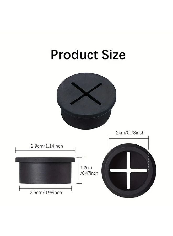 10pcs Black Cable Grommets Flexible Desk Cord Management System Rubber Wire Pass Through Organizer - Image 3