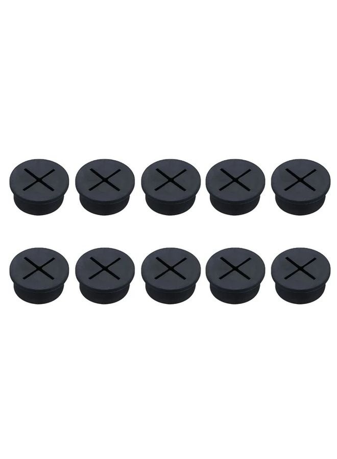 10pcs Black Cable Grommets Flexible Desk Cord Management System Rubber Wire Pass Through Organizer - Image 2