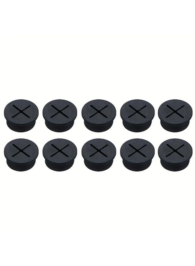 10pcs Black Cable Grommets Flexible Desk Cord Management System Rubber Wire Pass Through Organizer - Image 1