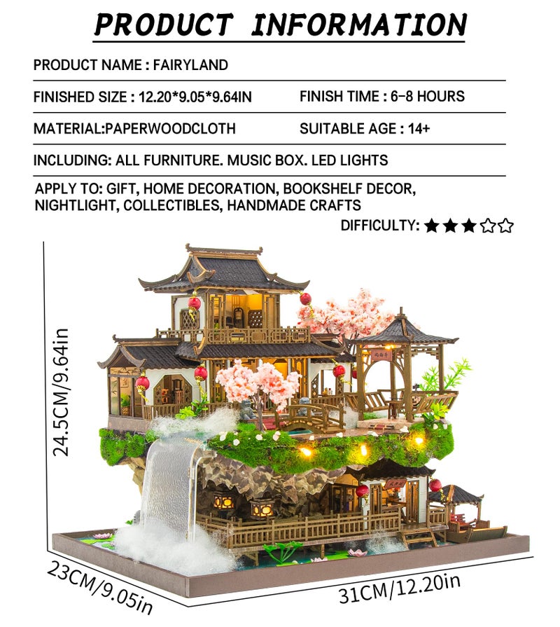 Spilay DIY Miniature House Kit, Fairyland Miniature Dollhouse Kit with Music Box, Mini House Building Kit Book Nook for Adult, Creative Bookshelf Decoration & Unique Gift - Image 2