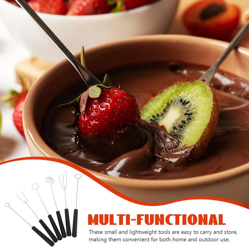 6pcs Stainless Steel Fondue Forks Cheese Dipping Tools Chocolate Tempering Set for Fruit and Dessert Cooking Kitchen Utensils - Image 3