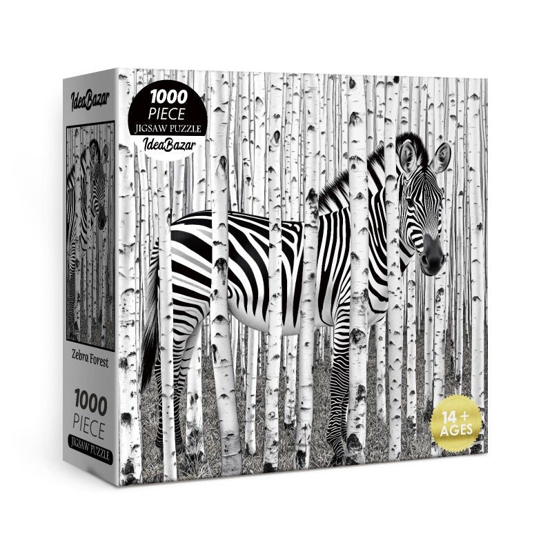 IdeaBazar Difficult Forest Horse Puzzles for Adults 1000 Pieces Art Challenging Animal Tree Landscape Jigsaw Puzzles Beautiful Black and White Scenic Wildlife Fantasy Puzzle - Image 3