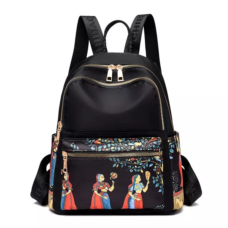 WANQLYN Ethnic Style Waterproof Oxford Backpack Ladies Fashion Bag,Student College Bag and Backpack (Human Black) - Image 1