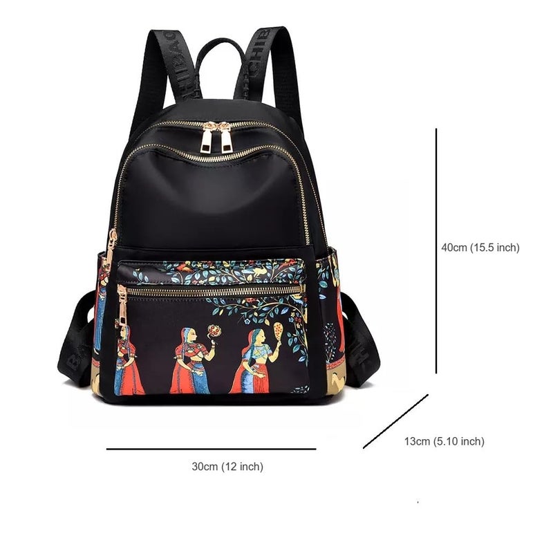 WANQLYN Ethnic Style Waterproof Oxford Backpack Ladies Fashion Bag,Student College Bag and Backpack (Human Black) - Image 2