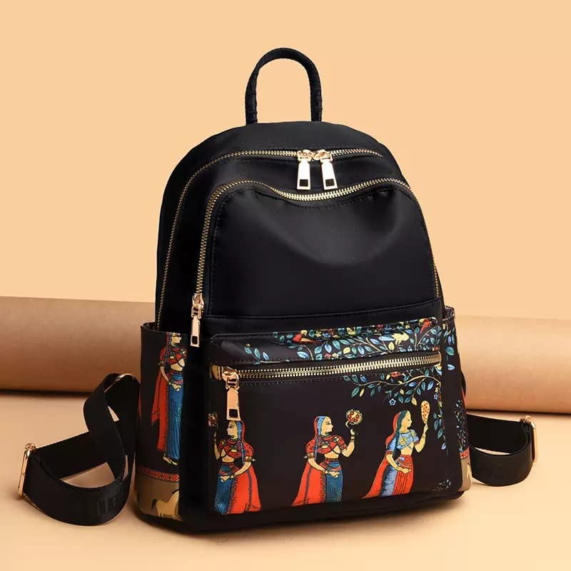 WANQLYN Ethnic Style Waterproof Oxford Backpack Ladies Fashion Bag,Student College Bag and Backpack (Human Black) - Image 3