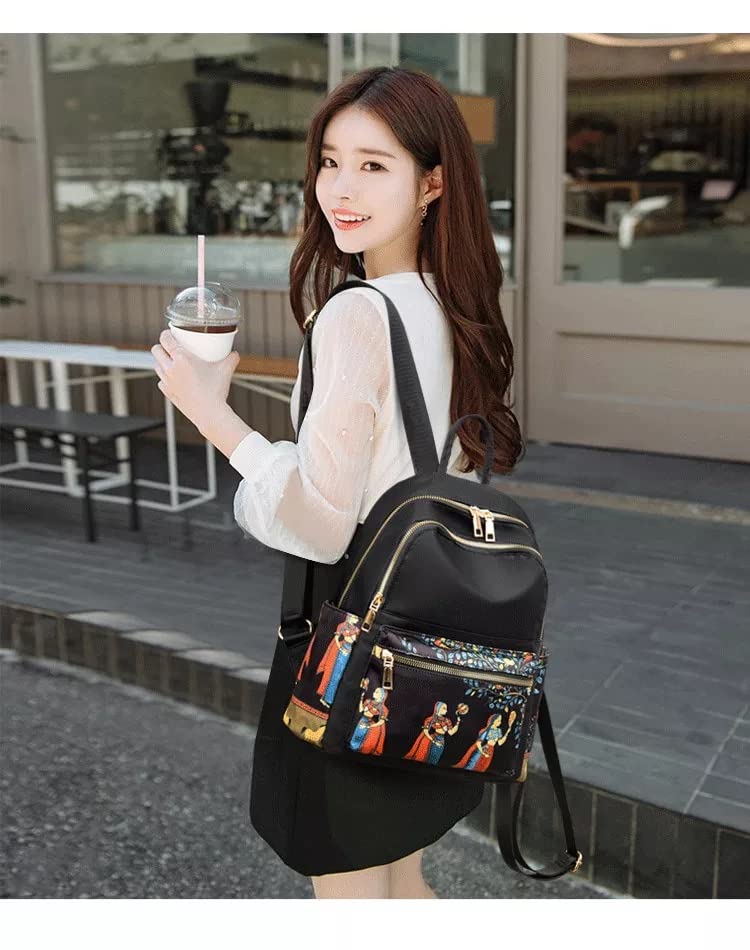 WANQLYN Ethnic Style Waterproof Oxford Backpack Ladies Fashion Bag,Student College Bag and Backpack (Human Black) - Image 4