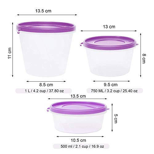 Cutting EDGE SuperSturdy Eco Plastic Container Set, 4-Pieces (1000ml, 750ml, 2X500ml), Air Tight Plastic Food Container Kitchen Storage Set, Spices Keeper (Purple, Set of 4) - Image 2