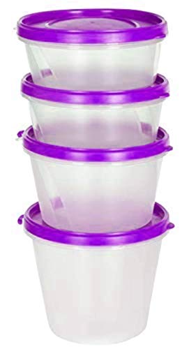 Cutting EDGE SuperSturdy Eco Plastic Container Set, 4-Pieces (1000ml, 750ml, 2X500ml), Air Tight Plastic Food Container Kitchen Storage Set, Spices Keeper (Purple, Set of 4) - Image 1