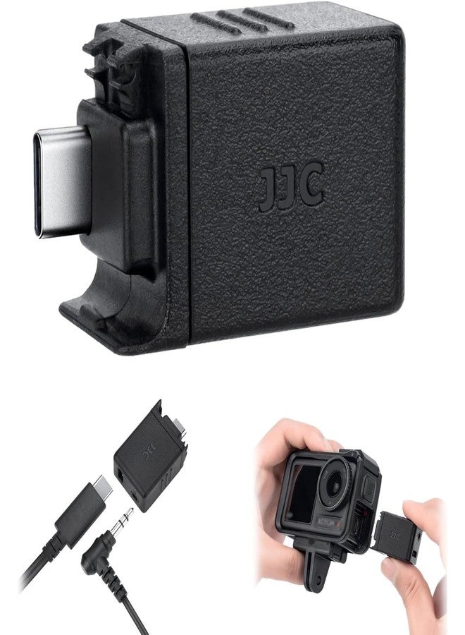 JJC Osmo Action 5 Pro Mic Adapter, 3.5mm Audio Mic Adapter for DJI Osmo Action 5 Pro 4, Supports Microphone Input, External Microphone Converter with Type-C（for Charging）Interface for Recording Vlogging - Image 1