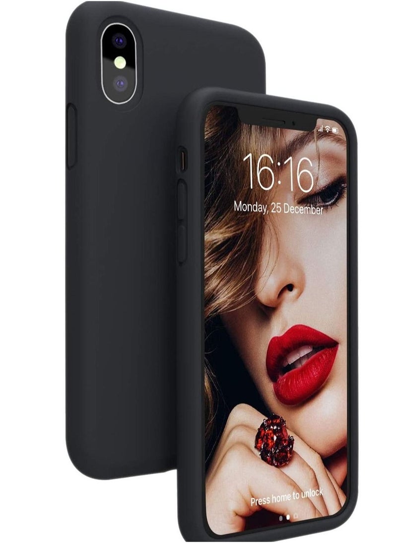 Case for iPhone Xs, [7FT Drop Protection] [Soft Anti-Scratch Microfiber Lining] Liquid Silicone Gel Rubber Phone Case, Full Body Drop Protection Cover Case, 5.8 inch, Black - Image 1