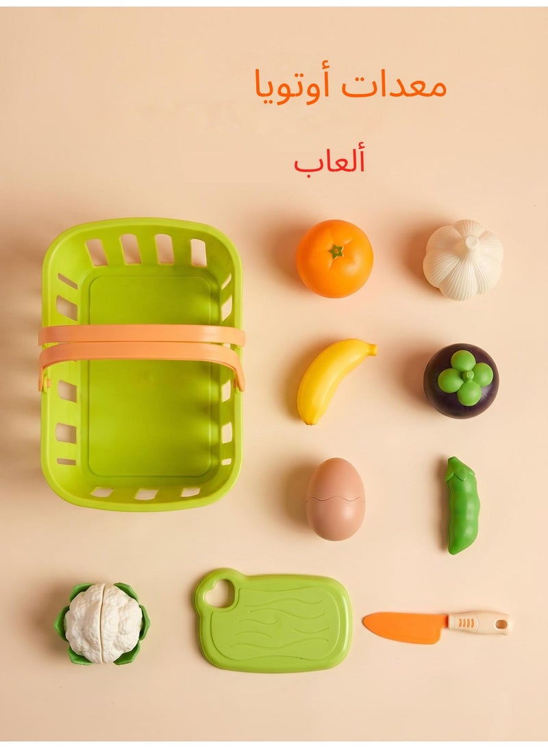 مجموعة ألعاب للأطفال تحتوي على فواكه وخضروات وألعاب مع سلة وطاولة قص - Image 3