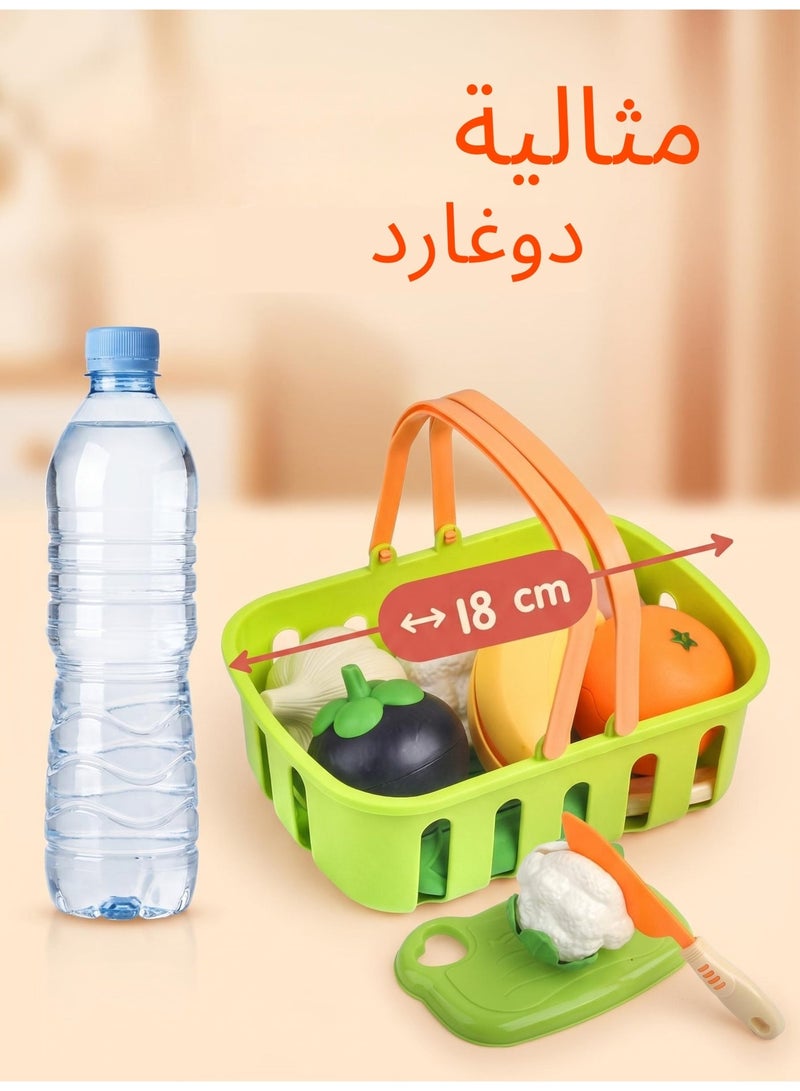 مجموعة ألعاب للأطفال تحتوي على فواكه وخضروات وألعاب مع سلة وطاولة قص - Image 2