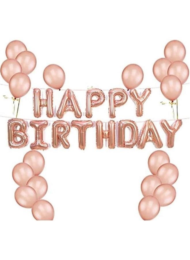 Generic - Rose Gold HAPPY BIRTHDAY Letter Balloons Banner and 30Pcs Rose Gold Latex Balloons Rose Gold Party Decorations Kits for kids Birthday Party, Baby Shower Party - Salux Collection - Image 1
