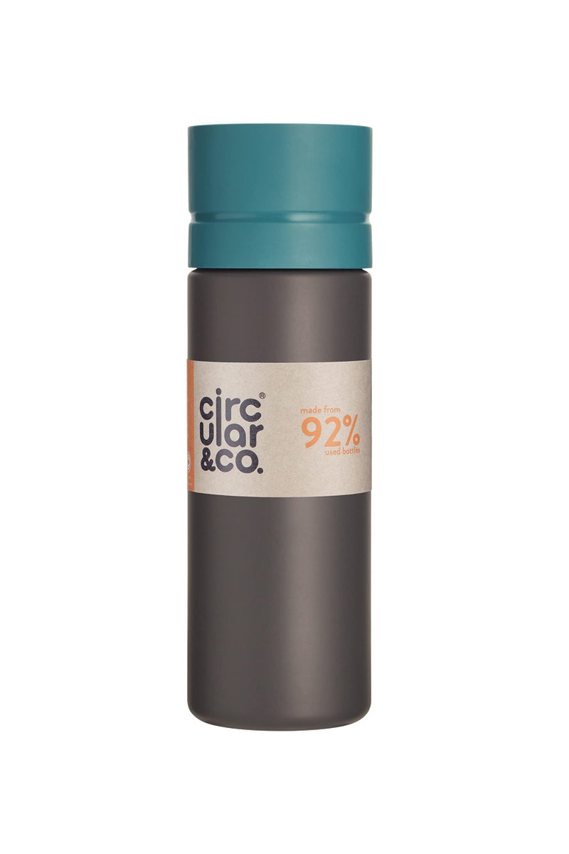 Circular and Co Leakproof 600ml Reusable Water Bottle made from 92 SingleUse Bottles Grey Bottle  Teal Lid