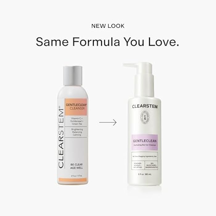 CLEARSTEM - GENTLECLEAN Vitamin C Infused Calming Wash - Facial Cleanser, Makeup Remover - Goldenseal + Green Tea - Facial Skin Care Products - Gluten Free, Cruelty Free - 6 fl oz / 207ml - Image 3