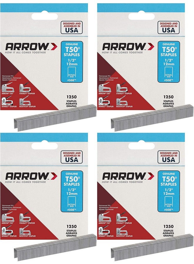 Arrow Fastener 508 Genuine T50 1/2-Inch Staples, 4 Pack - Image 1