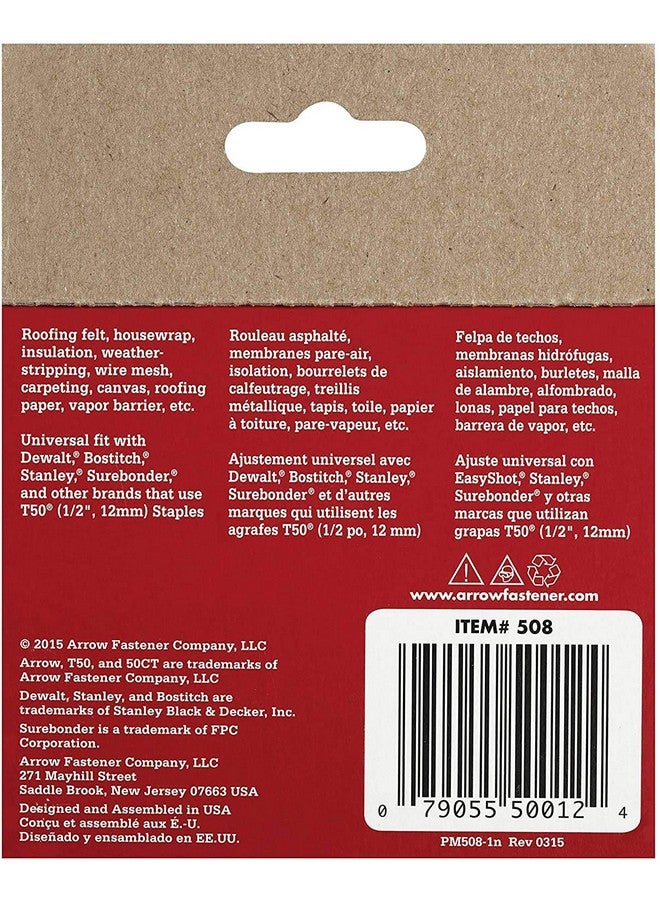Arrow Fastener 508 Genuine T50 1/2-Inch Staples, 4 Pack - Image 5