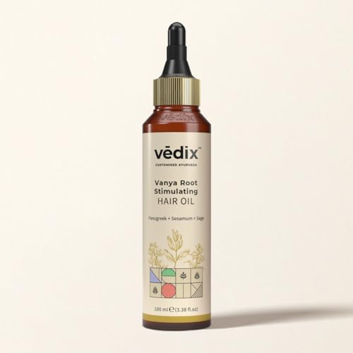 Vedix Vanya Root Stimulating Ayurvedic Hair Oil | Hair Growth Oil With Fenugreek + Sesamum + Sage - Customized Anti Hair Fall Control Oil - 100ml - Image 1