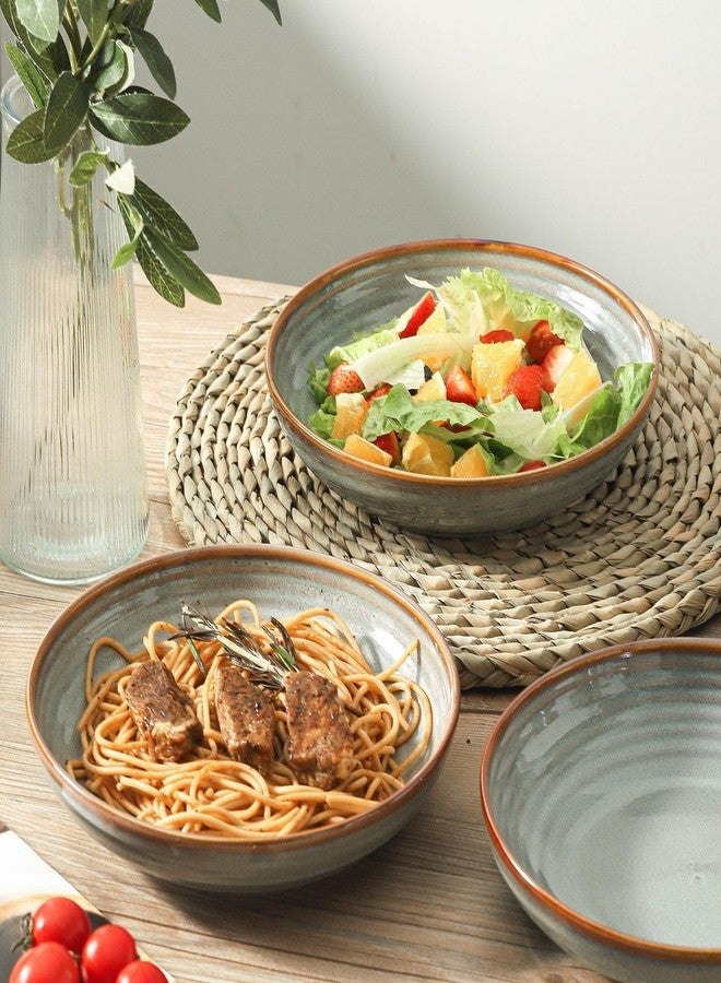 Hasense Pasta Bowls Set of 4, 32 Ounce Ceramic Serving Bowls for Kitchen, 8.7 Inch Shallow Serving Dishes for Salad, Pasta, Soup, Dishwasher & Microwave Safe, Light Grey - Image 4