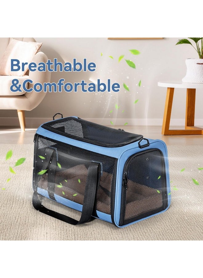 Petsfit Petsfit Small Dog Carrier for Puppy,19X12X12 Pet Travel Carrier Up to 20lb,Large Cat Carrier with Patented Car Buckle,Locking Zipper and Washable Fleece Pad,Blue  - Image 5