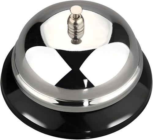Wetco 3.3in Stainless Steel Desk Big Call Bell - Loud Clear for Hotel, School, Office, Reception Areas, Elderly Care, Warehouses, Kitchen, Restaurant Bar & Classic Concierge Service Hotel Bell - Image 1