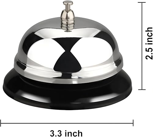 Wetco 3.3in Stainless Steel Desk Big Call Bell - Loud Clear for Hotel, School, Office, Reception Areas, Elderly Care, Warehouses, Kitchen, Restaurant Bar & Classic Concierge Service Hotel Bell - Image 3