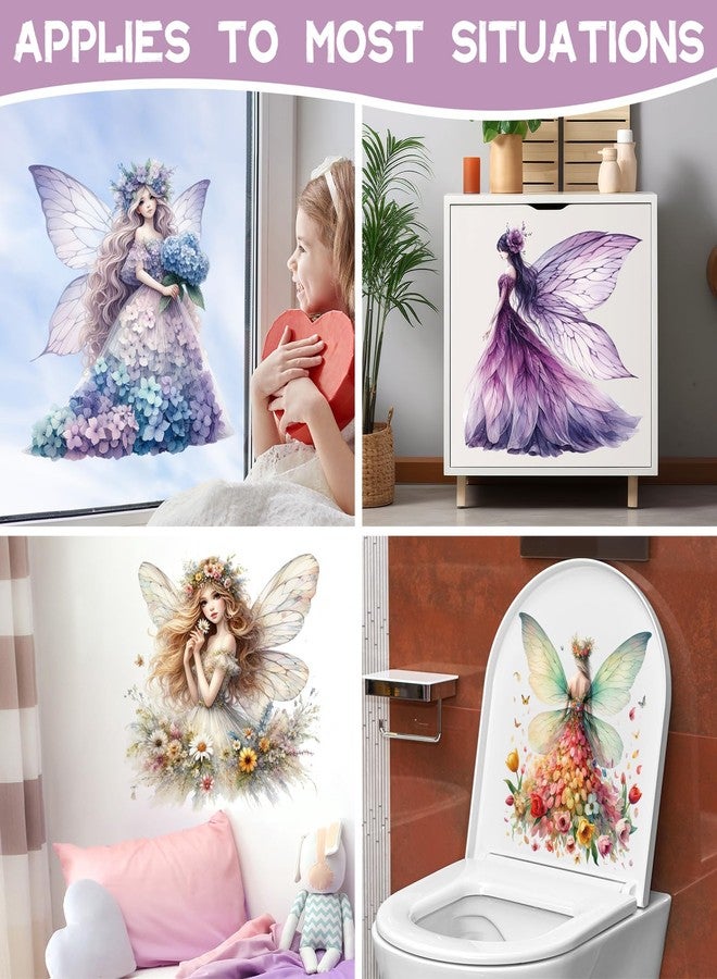 DRWSSR 2 Sheets Removable Butterfly Girl Wall Decals DIY Flower Fairy Wall Decals Vinyl Flower Princess Room Art for Girls Baby Nursery Bedroom Bathroom Classroom Decoration - Image 4