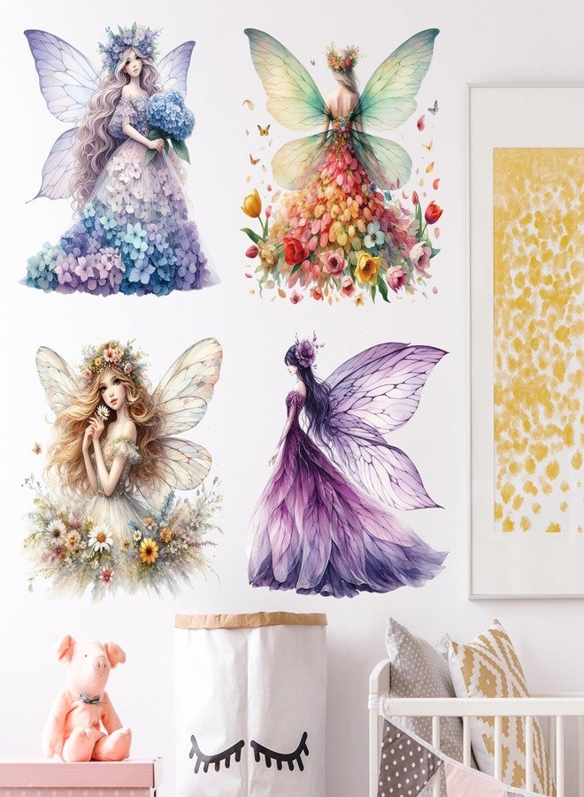 DRWSSR 2 Sheets Removable Butterfly Girl Wall Decals DIY Flower Fairy Wall Decals Vinyl Flower Princess Room Art for Girls Baby Nursery Bedroom Bathroom Classroom Decoration - Image 1