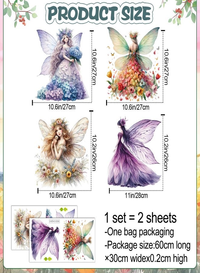 DRWSSR 2 Sheets Removable Butterfly Girl Wall Decals DIY Flower Fairy Wall Decals Vinyl Flower Princess Room Art for Girls Baby Nursery Bedroom Bathroom Classroom Decoration - Image 2