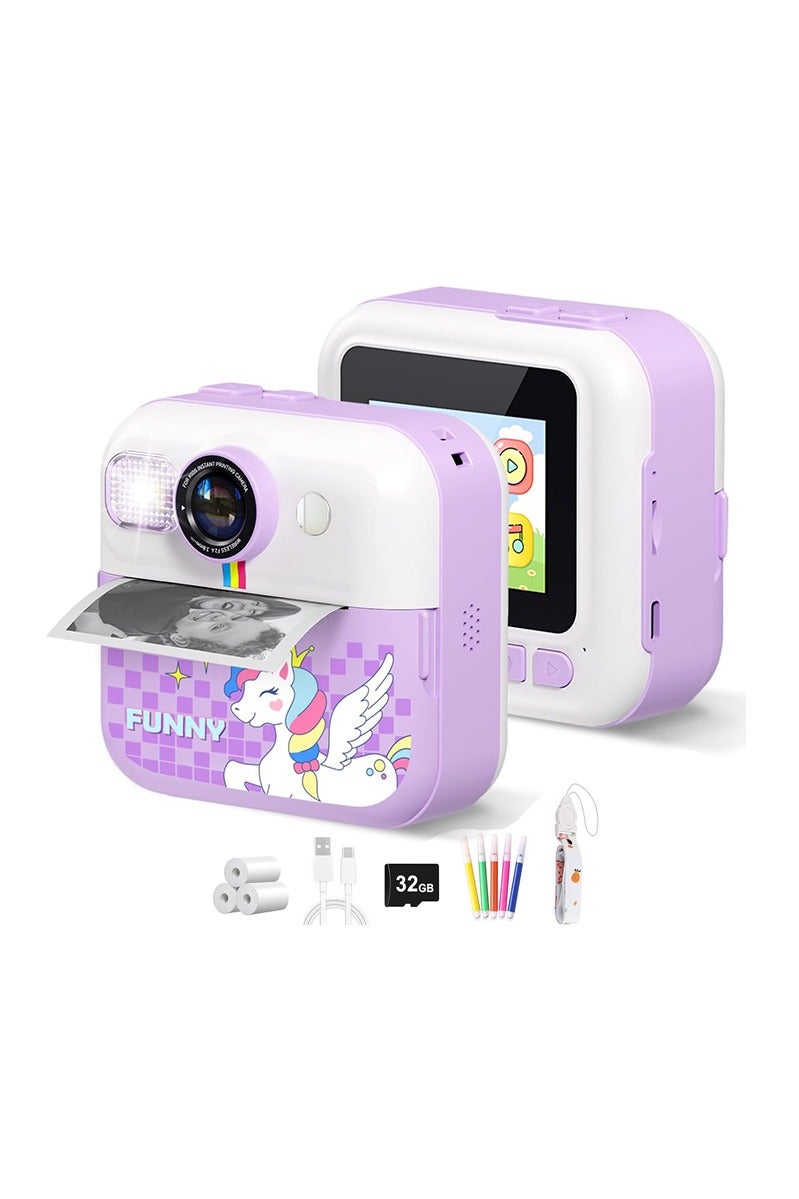 BlueFire Kids Instant Print Camera 1080p HD – Mini Selfie Camera with 2.4" Touch Screen, Thermal Instant Print, Full HD Video, LED Flash, Waterproof & Shockproof – Fun Toy Camera with 32GB SD Card - Image 2