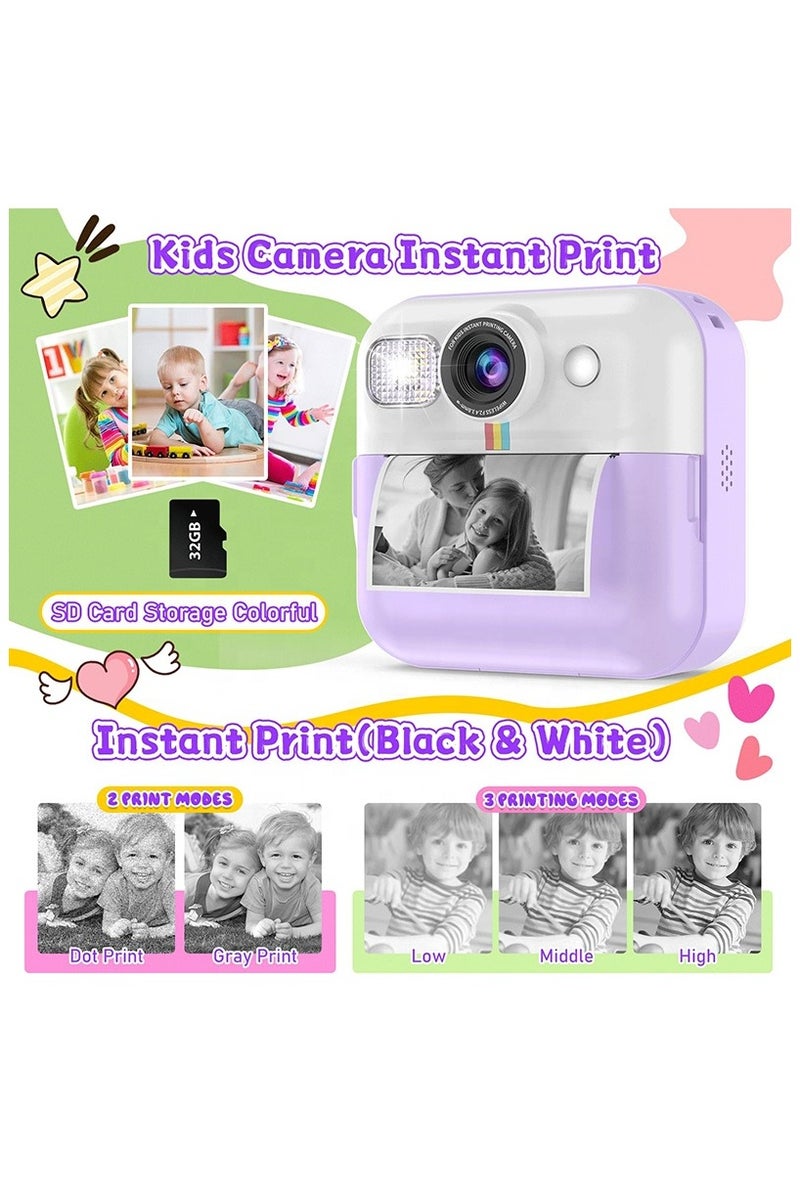 BlueFire Kids Instant Print Camera 1080p HD – Mini Selfie Camera with 2.4" Touch Screen, Thermal Instant Print, Full HD Video, LED Flash, Waterproof & Shockproof – Fun Toy Camera with 32GB SD Card - Image 3