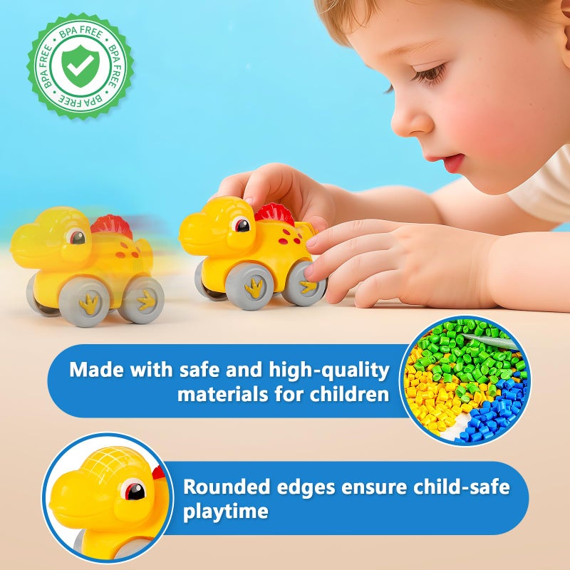 LACCHOUFEE Dinosaur Car Ramp Toy for Toddlers 1-3, Drop & Go Ramp Racer with 4 Mini Cars, Educational Toy for 1 2 Year Old Boys Girls, First Birthday Gift - Image 4