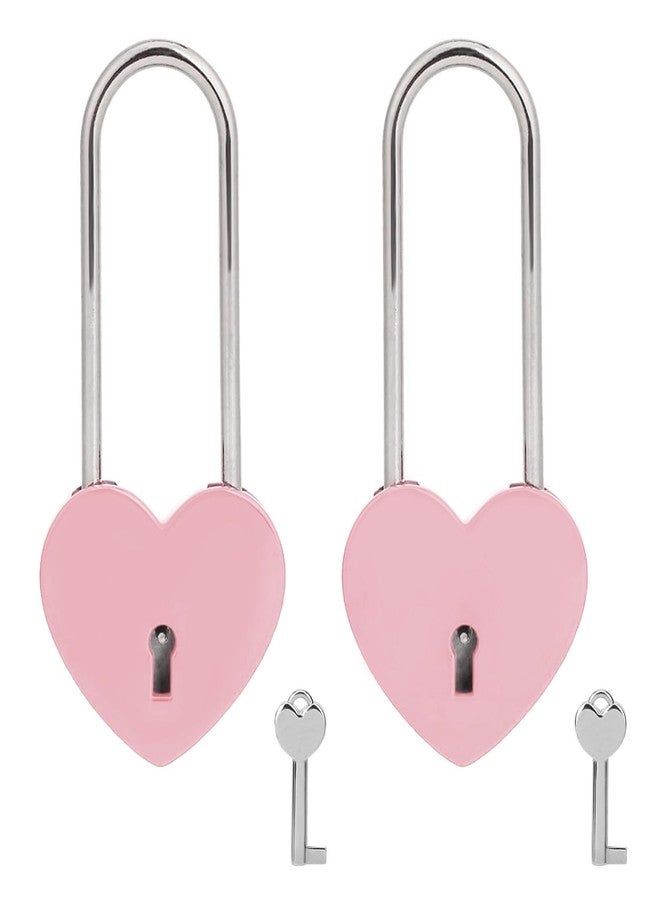 VeYocilk Love Lock,2pcs 3.5" 50mm Rubber Paint Pink Heart Sharped Padlock for Bridge Love Wedding Anniversary Travel Present(with Key) - Image 1
