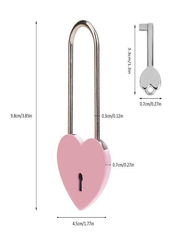 VeYocilk Love Lock,2pcs 3.5" 50mm Rubber Paint Pink Heart Sharped Padlock for Bridge Love Wedding Anniversary Travel Present(with Key) - Image 2