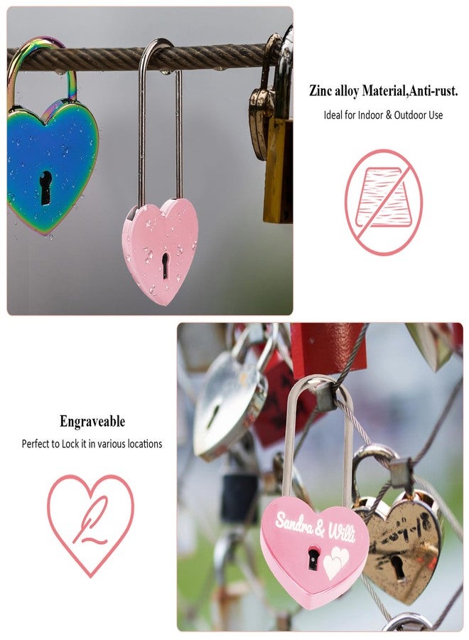 VeYocilk Love Lock,2pcs 3.5" 50mm Rubber Paint Pink Heart Sharped Padlock for Bridge Love Wedding Anniversary Travel Present(with Key) - Image 4