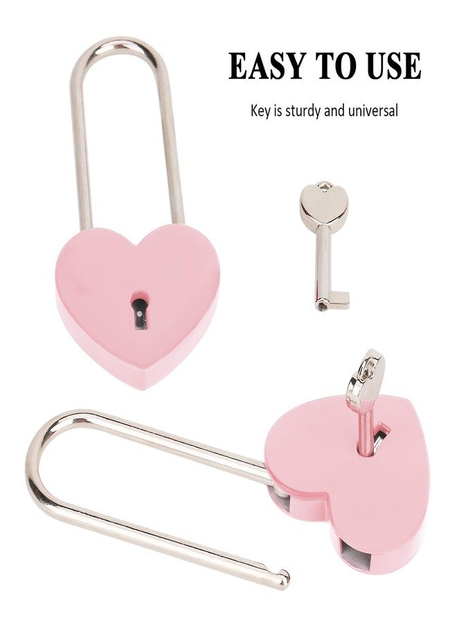 VeYocilk Love Lock,2pcs 3.5" 50mm Rubber Paint Pink Heart Sharped Padlock for Bridge Love Wedding Anniversary Travel Present(with Key) - Image 3