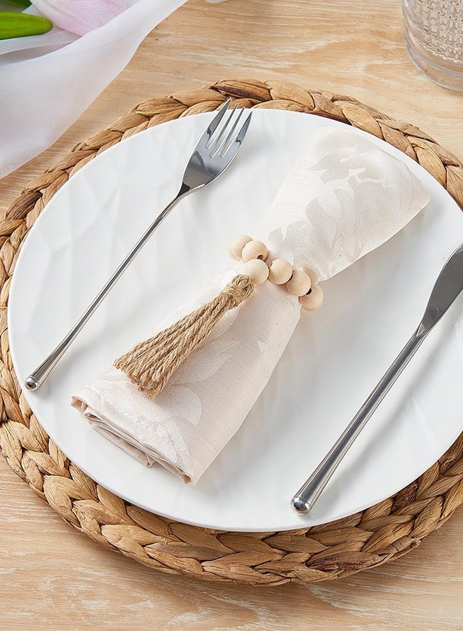 Lemon 6 Pcs Napkin Rings, Wooden Napkin Rings, Wood Bead Napkin Rings for Table Decor, Napkin Rings for Decorations Dinnerware Sets, Spring Banquet, Wedding, Holiday Dinner Party - Image 3