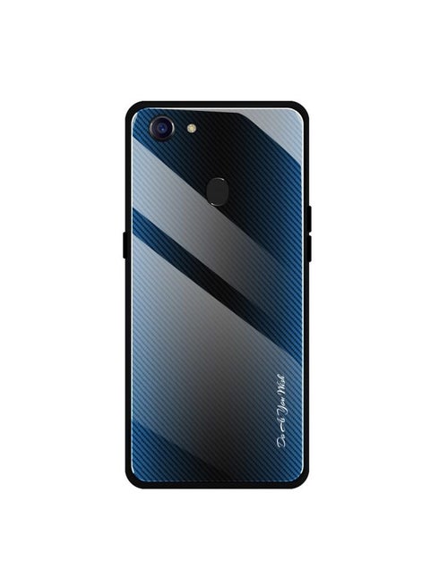 Case Cover For OPPO F5 Texture Gradient Glass Protective Case Blue