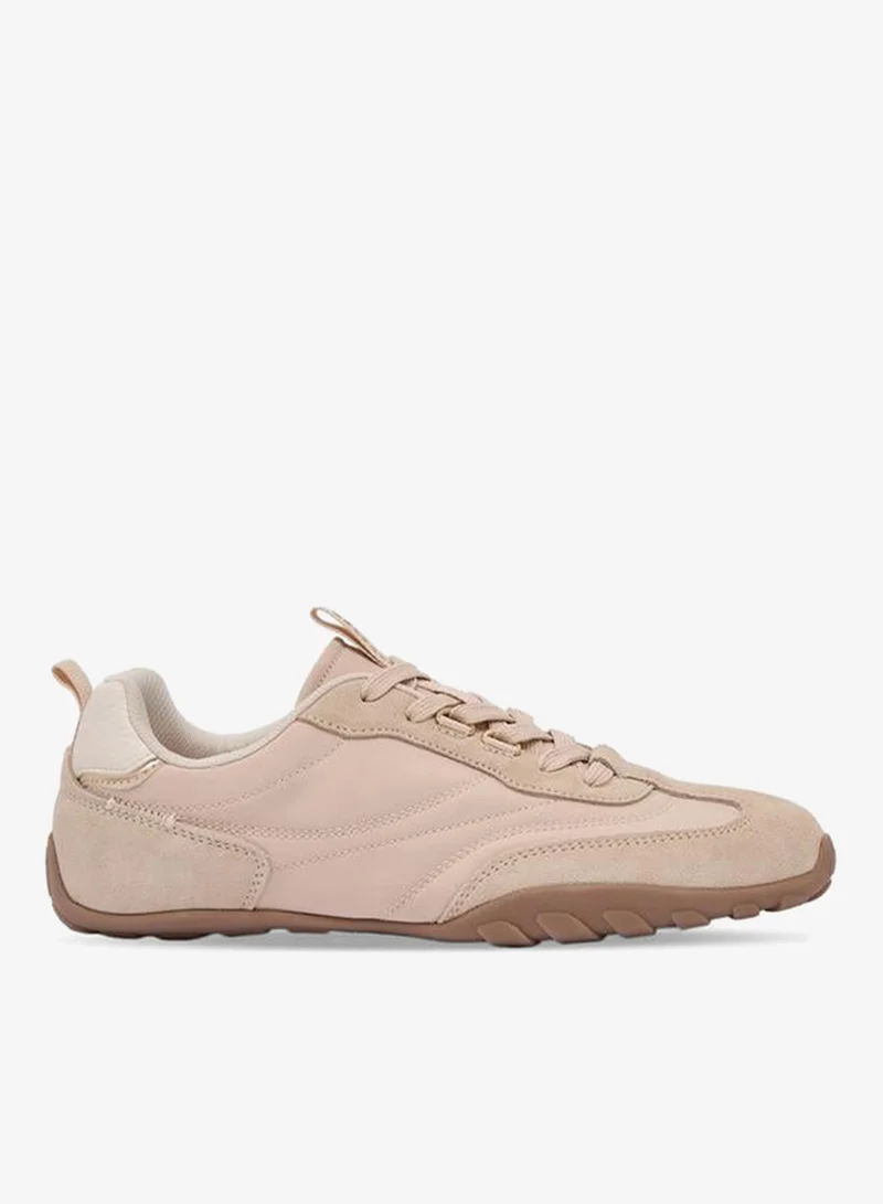 Celeste BEIGE Women Panelled Lace-Up Ankle Sneakers for Women | Best Price UAE