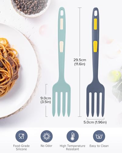 DaiRen Kitchen Silicone Flexible Long Handler, 11.6 Inch Heat Resistant Cooking Tool, Non Stick Mixer for Ingredients, Food Mash, Egg Whisk (GT) - Image 2