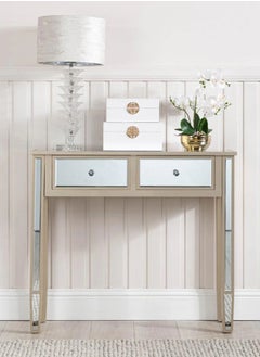 VANITY LIVING VANITY LIVING Luxurious Treviso Gold Mirrored Console Table - Elegant and Modern Entryway or Living Room Accent - Sleek Design with Reflective Gold Finish, Perfect for Stylish Home Decor and Display  - Image 1