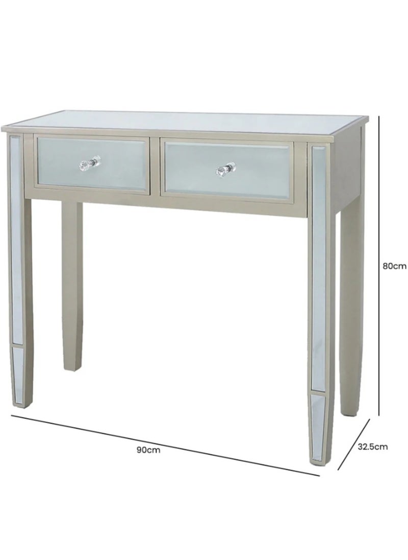VANITY LIVING VANITY LIVING Luxurious Treviso Gold Mirrored Console Table - Elegant and Modern Entryway or Living Room Accent - Sleek Design with Reflective Gold Finish, Perfect for Stylish Home Decor and Display  - Image 2