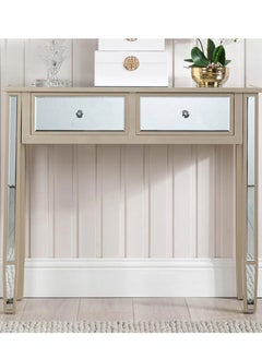 VANITY LIVING VANITY LIVING Luxurious Treviso Gold Mirrored Console Table - Elegant and Modern Entryway or Living Room Accent - Sleek Design with Reflective Gold Finish, Perfect for Stylish Home Decor and Display  - Image 3