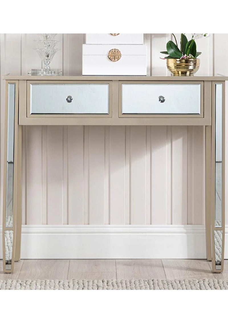 VANITY LIVING VANITY LIVING Luxurious Treviso Gold Mirrored Console Table - Elegant and Modern Entryway or Living Room Accent - Sleek Design with Reflective Gold Finish, Perfect for Stylish Home Decor and Display  - Image 3