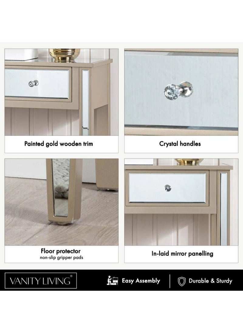 VANITY LIVING Luxurious Treviso Gold Mirrored Console Table - Elegant and Modern Entryway or Living Room Accent - Sleek Design with Reflective Gold Finish, Perfect for Stylish Home Decor and Display - pzsku/Z4495E1DA20ED275FB1E5Z/45/_/1730552378/25983e84-fc71-4689-80a4-3276c0b8bbbd